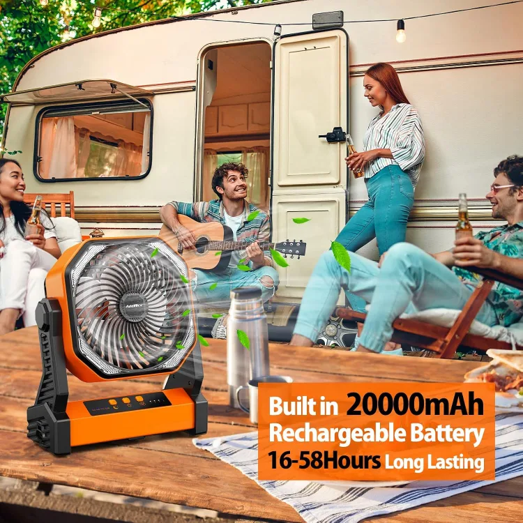 The maker's runtime graphic: an RV camp scene with the claim 