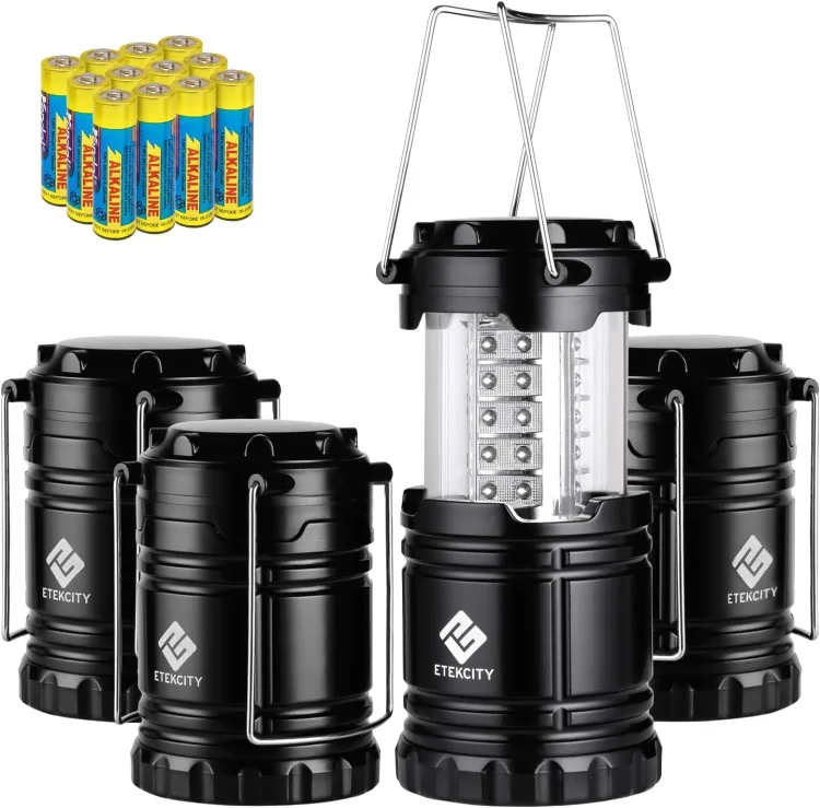 The four Etekcity collapsible LED lanterns standing together
