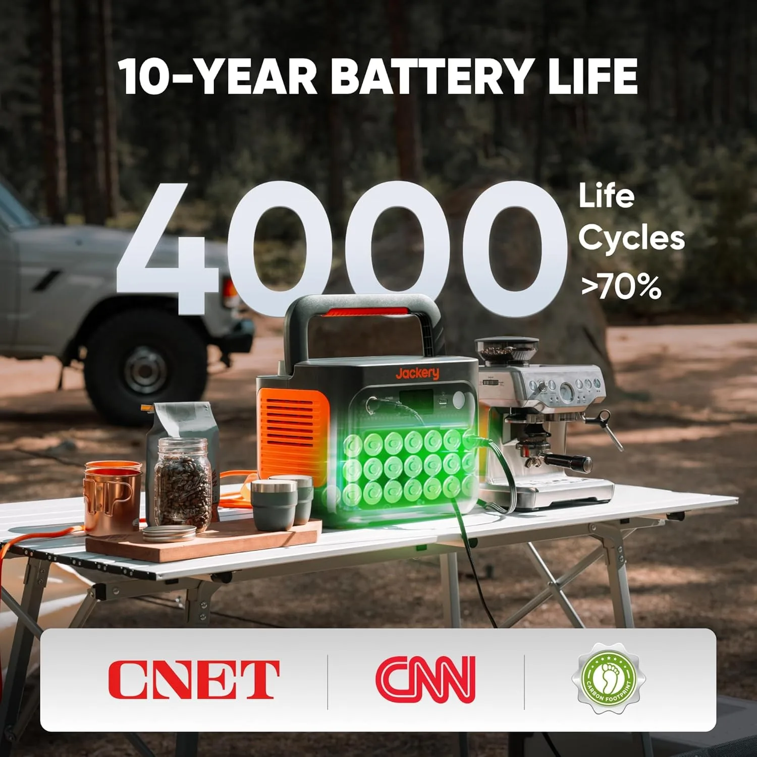 Maker graphic: 10-year battery life presented as 4,000 life cycles to over 70 percent capacity
